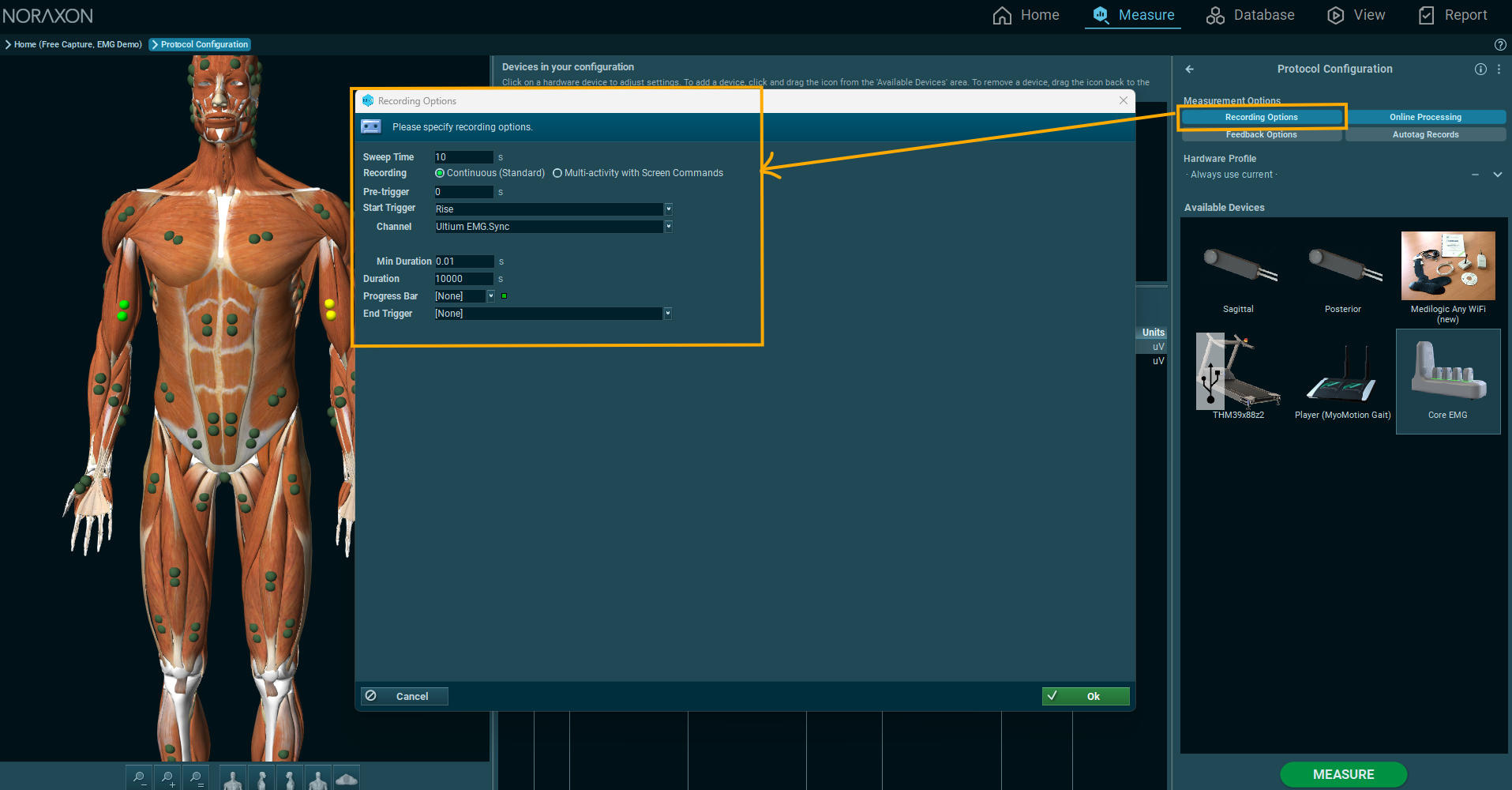 Recording Options for sync