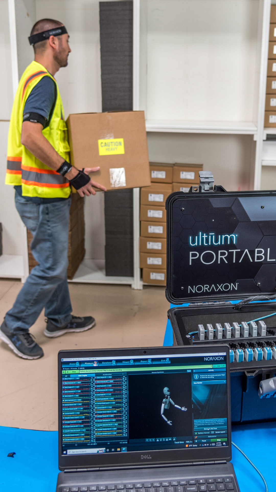User wearing Ultium Motion while performing work tasks